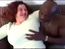 BBW Grandma Anal with BBC Condom to Bare - Interracial Video